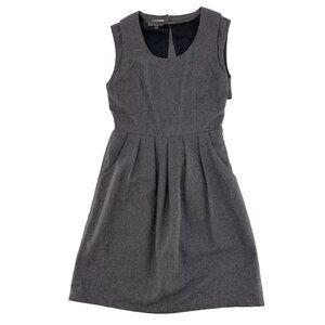 Mia Melon Women’s Gray Wool Blend‎ Pleated Sheer Back Dress XS Academia Preppy